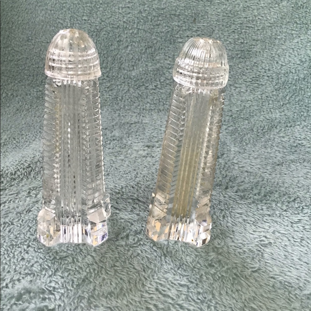 Vintage crystal salt & pepper shakers